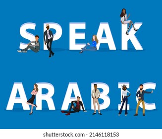 People on "Speak Arabic" for Web, Mobile App, Presentations