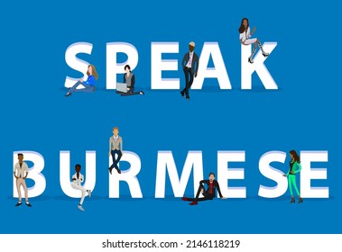 People on "Speak Burmese" for Web, Mobile App, Presentations