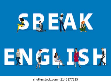 People on "Speak English" for Web, Mobile App, Presentations