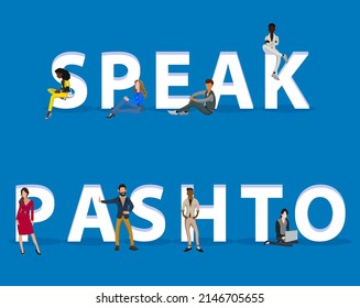 People on "Speak Pashto" for Web, Mobile App, Presentations