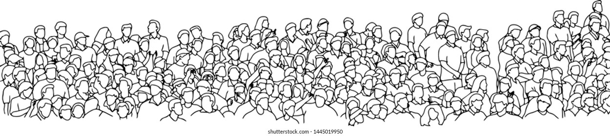 people on stadium vector illustration sketch doodle hand drawn with black lines isolated on white background