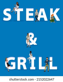 People on "Steak  Grill" for Web, Mobile App, Presentations