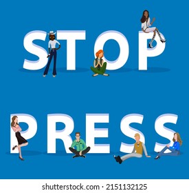 Personas en "Stop Press" para Web, aplicaciones móviles, presentaciones