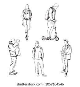 People on the street. Casual set