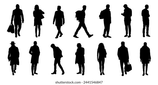 people on the street silhouettes on the white background volume 1