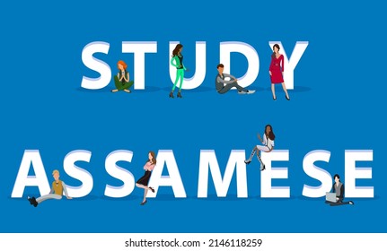 People on "Study Assamese" for Web, Mobile App, Presentations