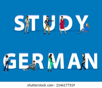 People on "Study German" for Web, Mobile App, Presentations