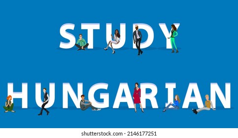 People on "Study Hungarian" for Web, Mobile App, Presentations