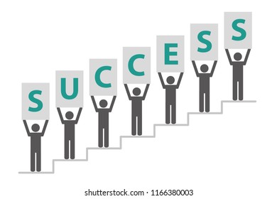 People on success stairs pictogram vector illustration EPS10