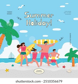 people on summer vacation. vector illustration.