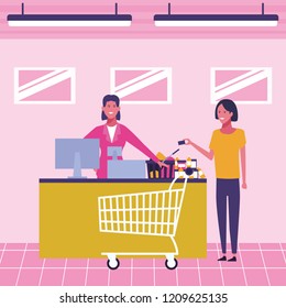 People on supermarket