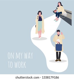 people on their way to work