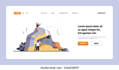 people on top of mountain hiking trip adventure active summer vacation hike journey concept horizontal