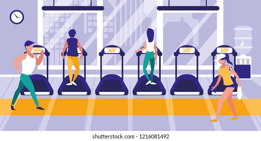 people on treadmill in gym icon