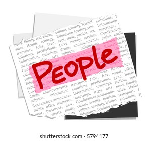 PEOPLE on vector paper notes background