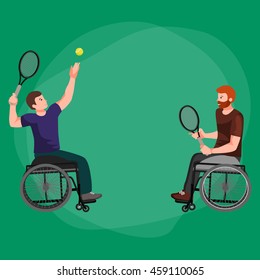 people on wheelchair disabled sport activity isolated icon, invalid playing athletic game pictogram vector illustrations, handicapped woman doing exercise and become champion 