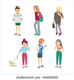 People on white background. People isolated. Characters. Cartoon peoples set