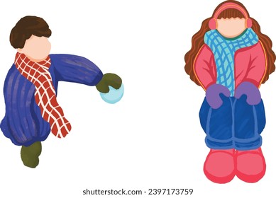 People on Winter Illustration, vector file