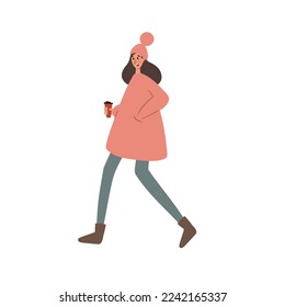 People on winter market vector illustration in flat style, girl, guy, couple, family, men, woman, child, elderly people, old people, parents, children in Christmas city clipart