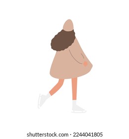 People on winter market vector illustration in flat style, girl, guy, couple, family, men, woman, child, elderly people, old people, parents, children in Christmas city clipart