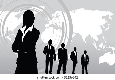 people on a world background