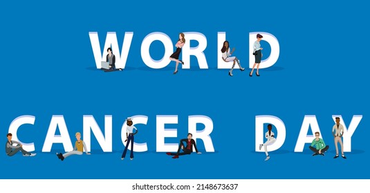 People on "World Cancer Day" for Web, Mobile App, Presentations