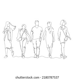 people. one line. continuous line. contour vector drawing