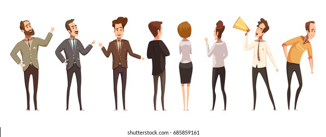  People and online meeting icons set cartoon isolated vector illustration