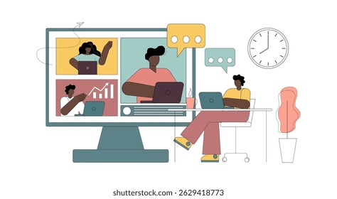 People online teamwork, videoconference, telecommuting
