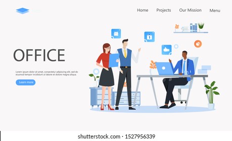 People in open space office Vector Illustration Concept , Suitable for web landing page, ui, mobile app, editorial design, flyer, banner, and other related occasion