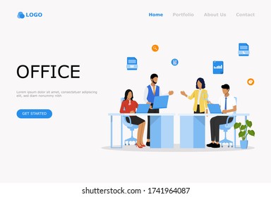 People in open space office Vector Illustration Concept , Suitable for web landing page, ui, mobile app, editorial design, flyer, banner, and other related occasion