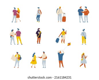 People outdoor activities flat vector characters silhouette. People riding scooter, rollers, skate, bike, skateboard, jogging, walking with dog.