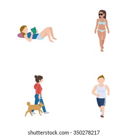 People outdoors vector icons