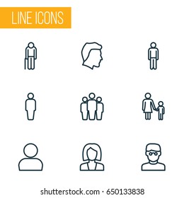 People Outline Icons Set. Collection Of Business, Mother, Male And Other Elements. Also Includes Symbols Such As Oldster, Old, User.