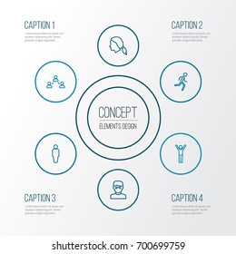 People Outline Icons Set. Collection Of User, Running, Head And Other Elements. Also Includes Symbols Such As Contact, Happiness, Female.