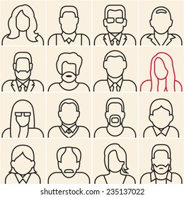 People Outline Silhouettes On White Background. People Line Icons.