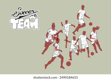 People Outlines, Football, Ball, Game, Victory, Team Play, Sportswear, Vector Graphics, Style, Flame