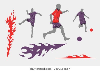 People Outlines, Football, Ball, Game, Victory, Team Play, Sportswear, Vector Graphics, Style, Flame