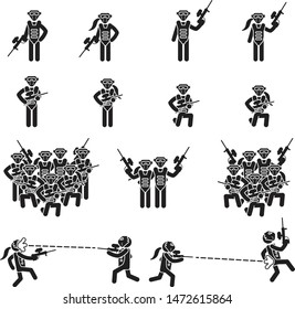People paintball icon set. Vector.