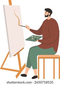 People Painting Illustration with Cartoon Design. Vector Character.