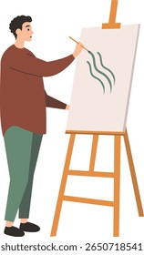 People Painting Illustration with Cartoon Design. Vector Character.