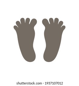 People pair foot. Human footprints silhouette. Barefoot outline symbol. Vector isolated on white	