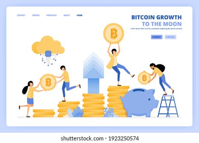 People panic investing by buying bitcoin to get an increase in cryptocurrency investment returns every year. Can be use for landing page template ui ux web mobile app poster banner website flyer ads