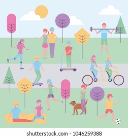 people in the park doing activities