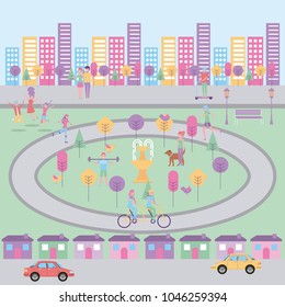 people in the park doing activities