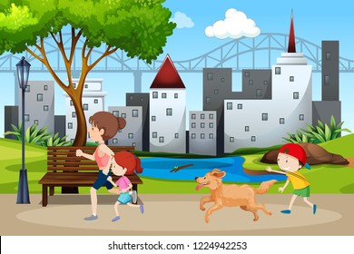 People at the park illustration