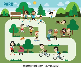 people in the park
infographic elements
flat design illustration