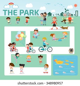 people in the park infographic elements flat design illustration vector