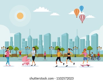 People in the park scenery