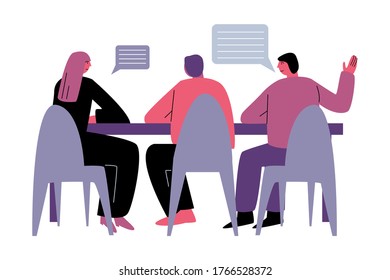 People partners sitting and discussing strategy during business meeting in office